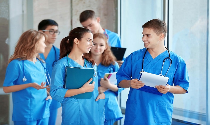 Young students in hallway