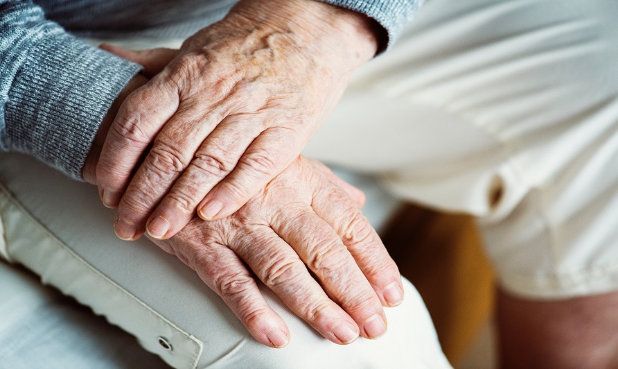 elderly person's hands close up